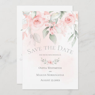 Invitation Enregistrer la date Pale Rose Roses de chalet