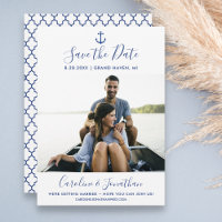 Enregistrer la date Photo Classic Blue Ancre nauti