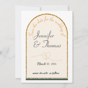 Invitation Enregistrer la date pour notre bord mariage/or