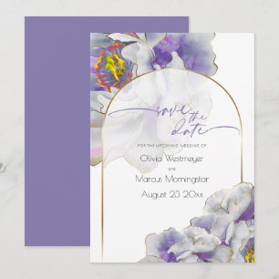Invitation Enregistrer la date Purple Exotic Floral