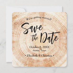 Invitation Enregistrer la date QR code site web Rustic Wood M