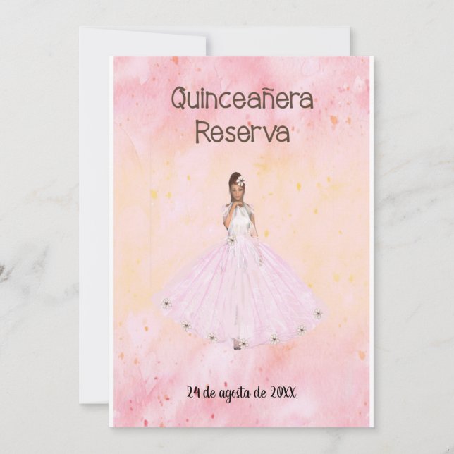 Invitation Enregistrer la date Quinceanera en rose espagnol (Devant)