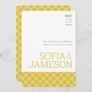 Invitation ENREGISTRER LA DATE simple moderne type moutarde j
