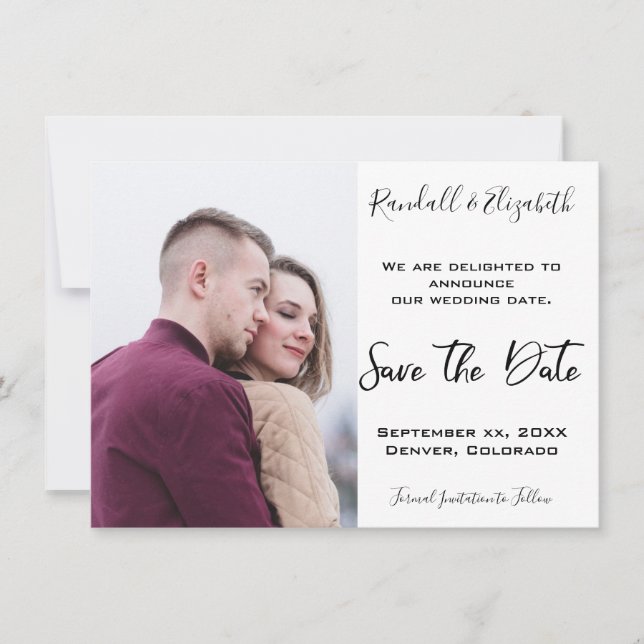 Invitation Enregistrer la date Stylish Purple Photo personnal (Devant)