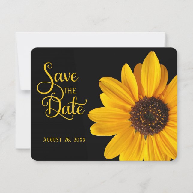 Invitation Enregistrer la date, tournesol personnalisé (Devant)
