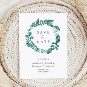 Invitation Enregistrer la date Turquoise Mariage d'aquarelle