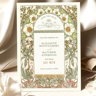 Invitation Enregistrer la date Vintage Art nouveau par Mucha