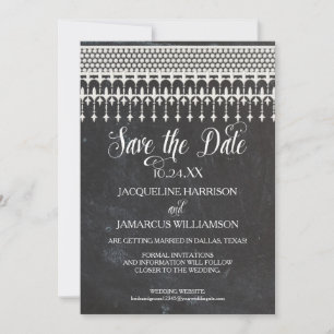 Invitation Enregistrer la photo Date Rustic Lace Chalkboard