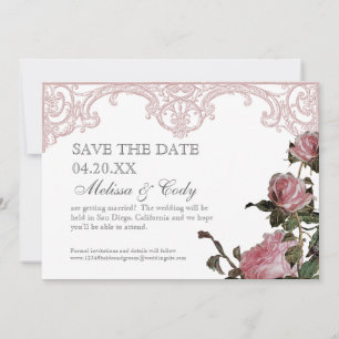 Invitation Enregistrer l'annonce de date - Trellis Rose Vinta