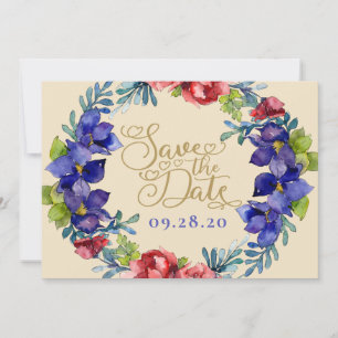 Invitation Enregistrer Le Mariage Date Bonheur Floral & Scr