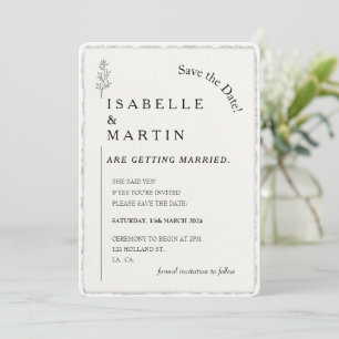 Invitation Enregistrer le Mariage de bord de pont de date sim