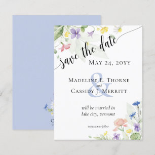 Invitation Enregistrer le Mariage Fleur sauvage d'aquarelle s