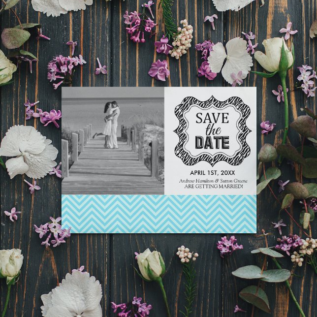Invitation Enregistrer les annonces de date {Turquoise Blue C (Créateur téléchargé)