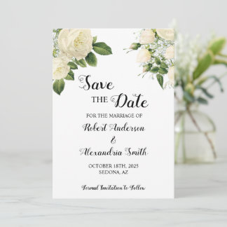 Invitation Enregistrer les fleurs blanches du Mariage Date
