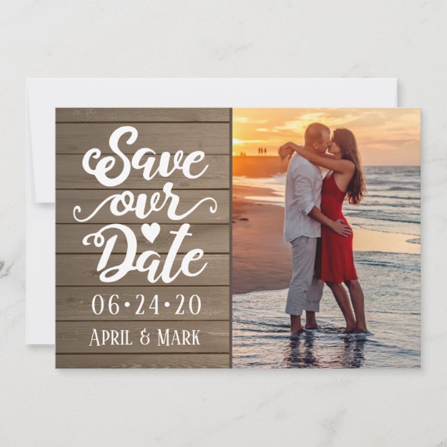 Invitation Enregistrer notre Mariage de date | Photo sur cart (Devant)