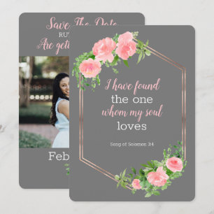 Invitation Enregistrez la date bible florale photo