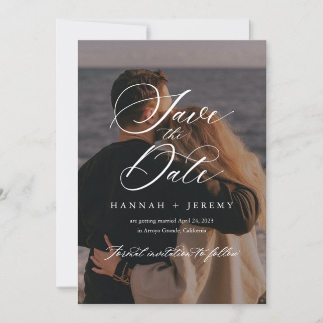 Invitation Enregistrez la date en calligraphie (Devant)