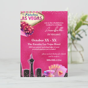 Invitation Enseigne au néon rose vif de Las Vegas
