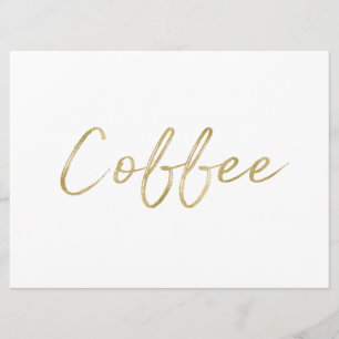 Invitation Enseigne "Café"   Lettres dorées stylisées à la ma