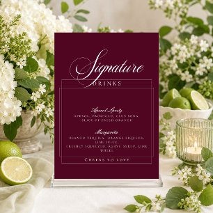 Invitation Enseigne de boissons signature Bourgogne ivoire cl