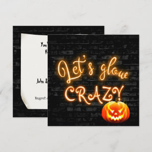 Invitation Enseigne néon de fête d'Halloween avec Jack-o-lant