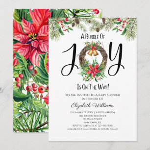Invitation Ensemble De Baby shower D'Aquarelle Joy Christmas
