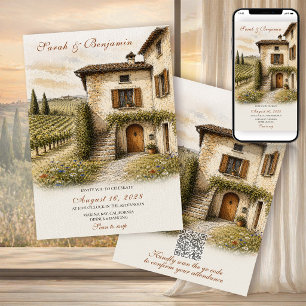 Invitation Ensemble de mariage esquisse de ferme italienne vi
