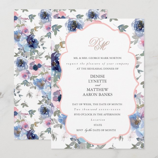 Invitation Ensemble de mariage tendre rose gazeux (Devant / Derrière)