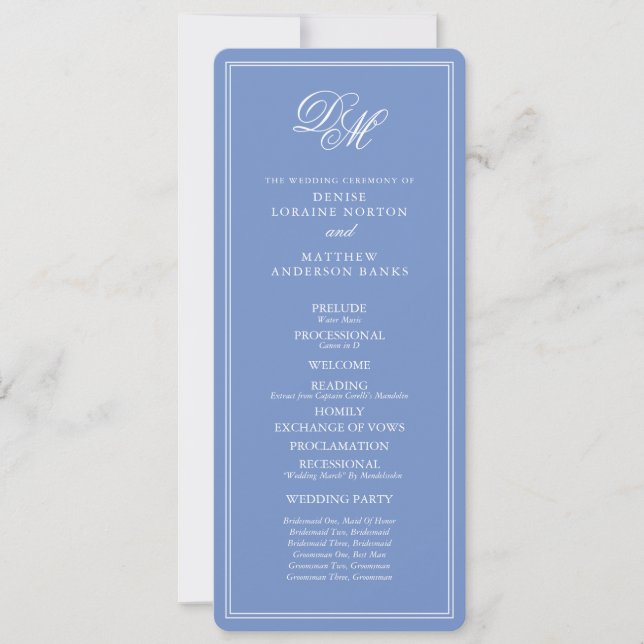 Invitation Ensemble de Mariages dédiés en bleu de Cornflower (Devant)