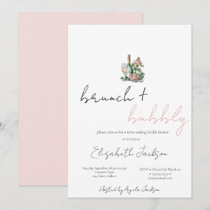 Invitation Ensemble de vin floral pour brunch et champagne po