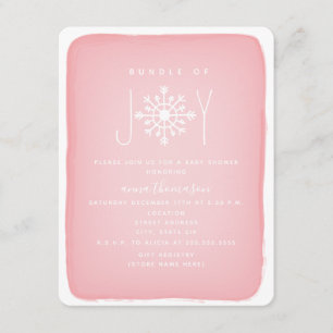 Invitation Ensemble Du Baby shower Joy Snowflake - Rose