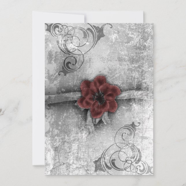 Invitation Ensemble gothique Faded Red Floral Mariage Accesso (Devant)