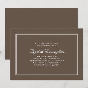 Invitation Enterrement commémoratif élégant classique et