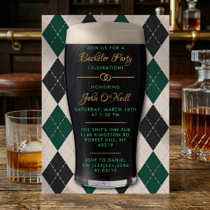 Invitation Enterrement de vie de garçon Guinness Pint Cheers