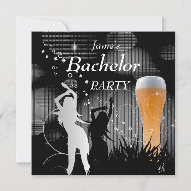 Invitation Enterrement de Vie de Garçon Verre à Bière Blanc O (Devant)