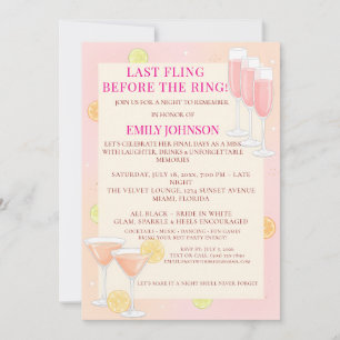 Invitation Enterrement de vie de jeune fille au cocktail rose