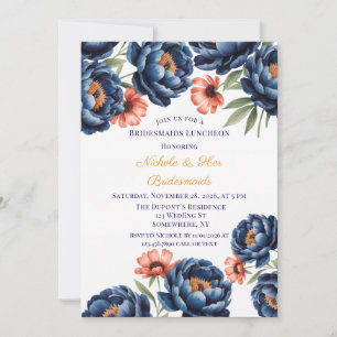 Invitation Enterrement de vie de jeune fille aux fleurs bleue