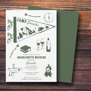 Invitation Enterrement de vie de jeune fille Camping Bach Wee