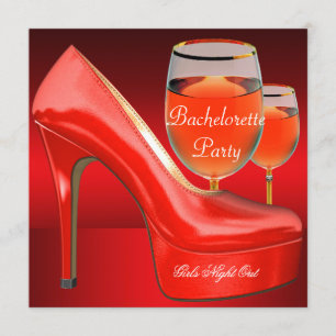 Invitation Enterrement de Vie de Jeune Fille Chaussures Rouge