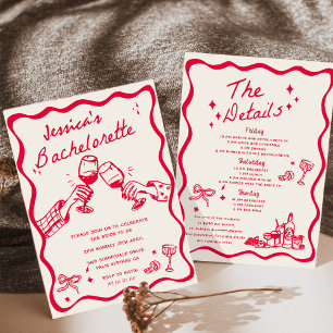Invitation Enterrement de vie de jeune fille cocktail dessiné