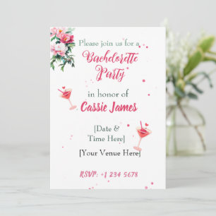 Invitation Enterrement de vie de jeune fille Cocktail Fleur d
