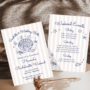 Invitation Enterrement de vie de jeune fille Coquillages Rose