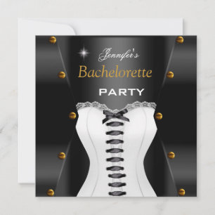Invitation Enterrement de vie de jeune fille Corset noir et b