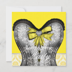 Invitation Enterrement de vie de jeune fille corset noir jaun