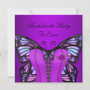 Invitation Enterrement de Vie de Jeune Fille Corset Papillon 