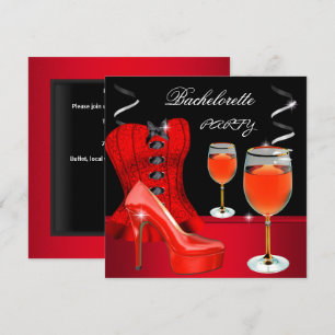 Invitation Enterrement de vie de jeune fille Corset Rouge Cha