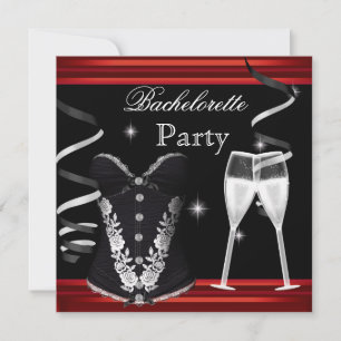 Invitation Enterrement de vie de jeune fille Corset rouge Cha