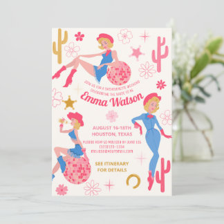 Invitation Enterrement de vie de jeune fille Cowgirl Disco