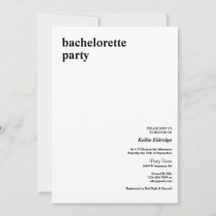 Invitation Enterrement de Vie de Jeune Fille de Type Simple M