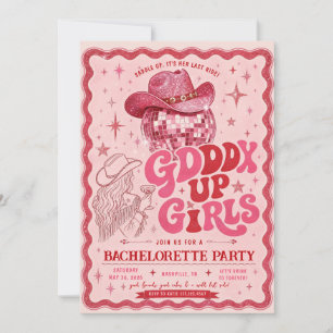 Invitation Enterrement de vie de jeune fille disco western ro